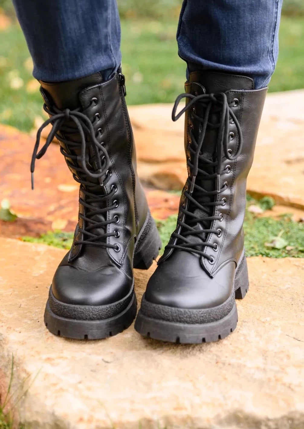 Calf combat boots on sale