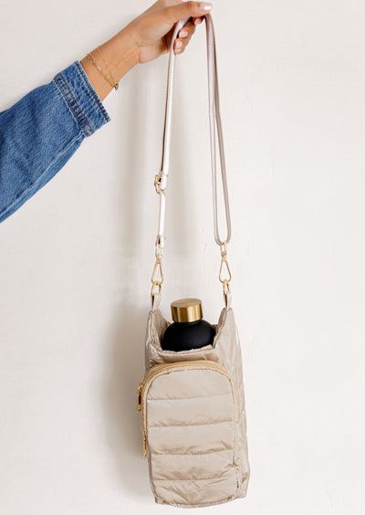 Puffer Over the shoulder tote bag in gold