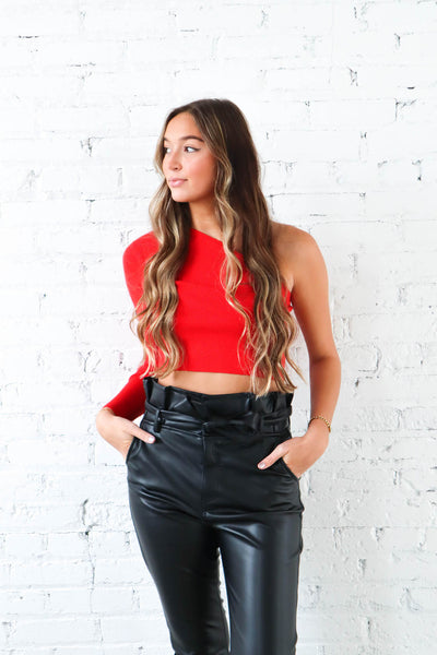 Girls Night Out One Shoulder Crop Top