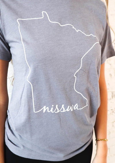 Nisswa Graphic Tee w/ MN State Outline Blue