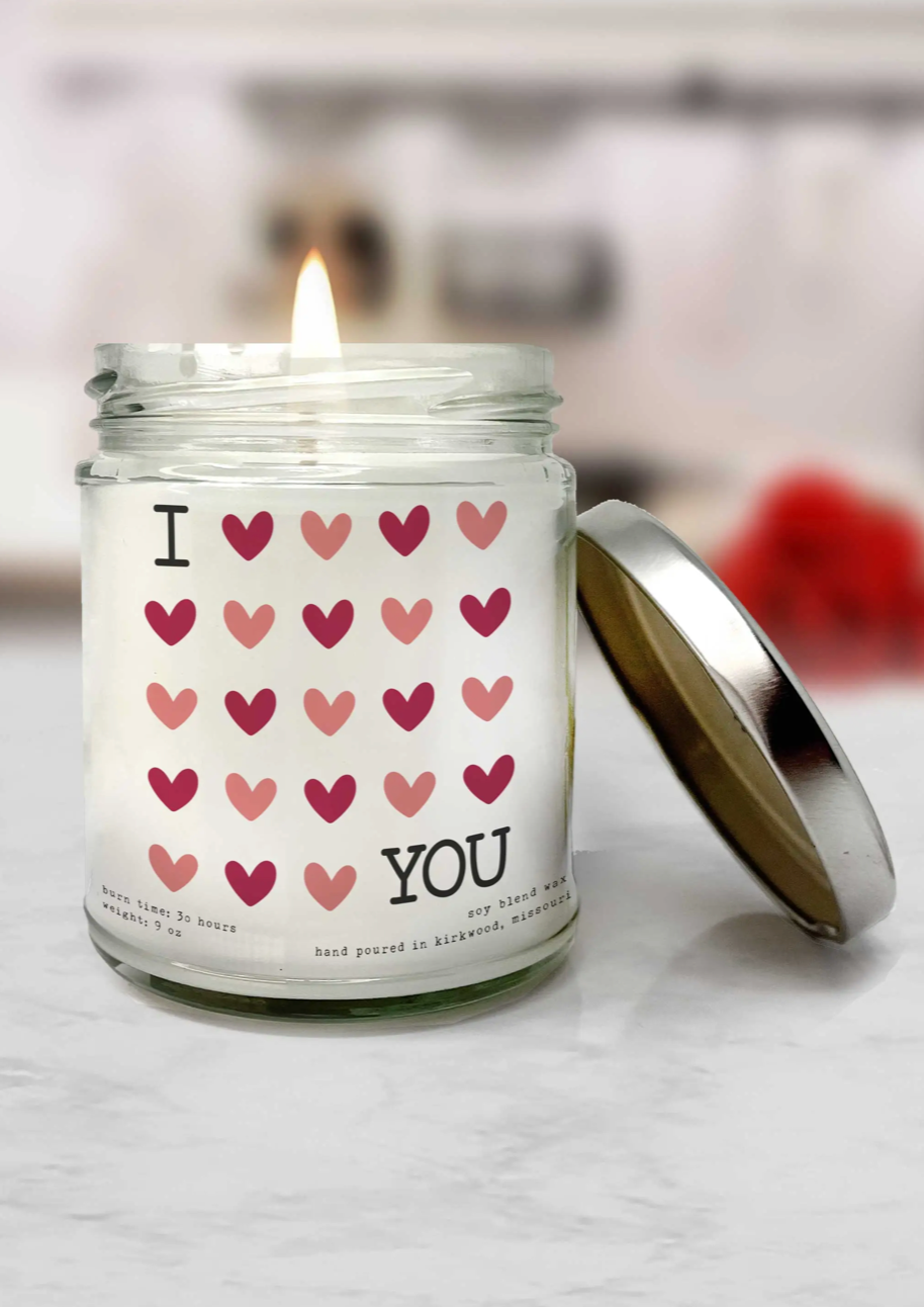 Valentine’s Day Candle with Hearts