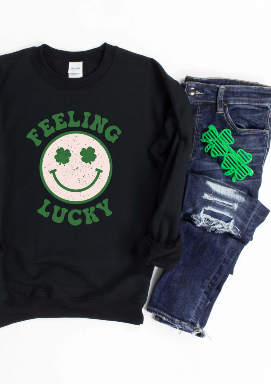Feeling Lucky Smiley Face Sweatshirt