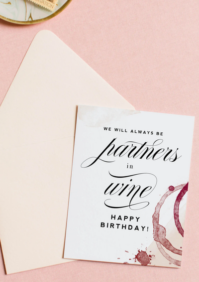 Partners in Wine Birthday Card