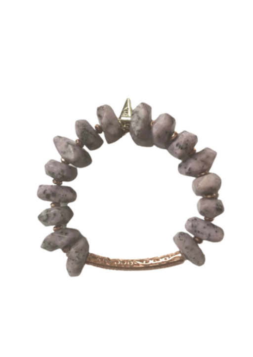 Erimish Purple Dalmatian Stone Bracelet with Rose Gold Bar