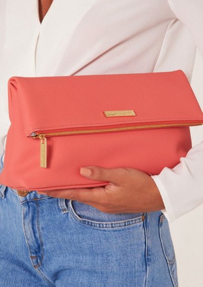 Alisa Fold Over Clutch (Coral)