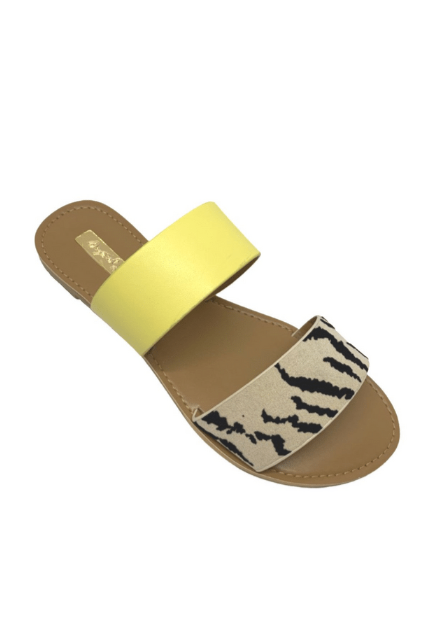 Zebra Yellow slide sandals