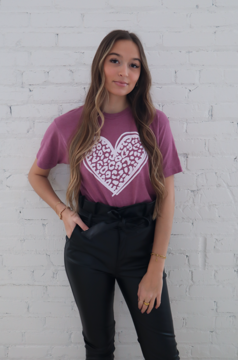 Leopard Heart Soft Graphic Tee