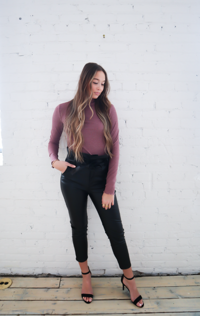 Take You With Me Mock Neck Top - Berry
