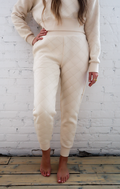 Quilted High-Waisted Jogger Pants