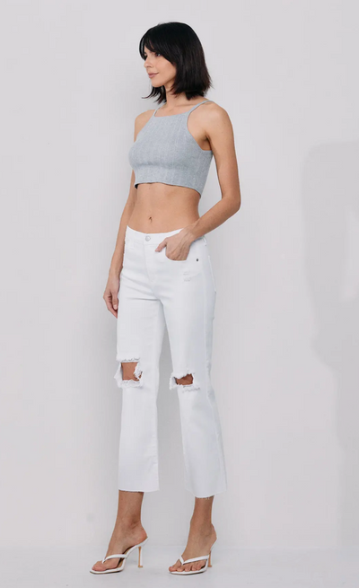 Celina High Rise Cropped Slim Straight Pant