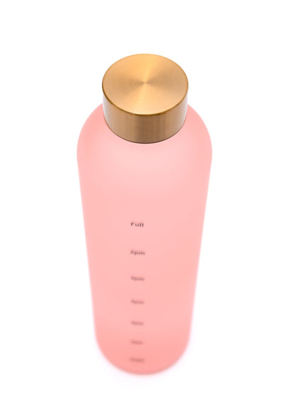 Pink Water Bottle with gold top