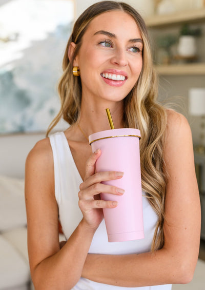 Pink and Gold Drinking Tumbler