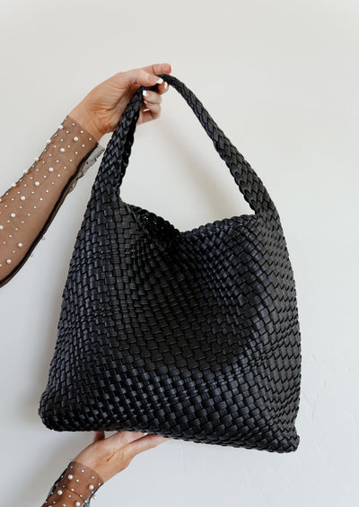 Woven and Worn Tote in Black