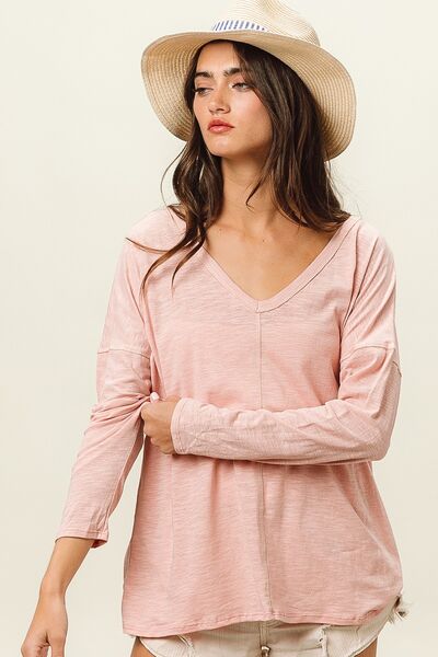 Everly Exposed Seam Long Sleeve Top