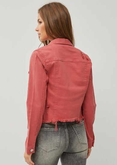 Red denim jacket by risen