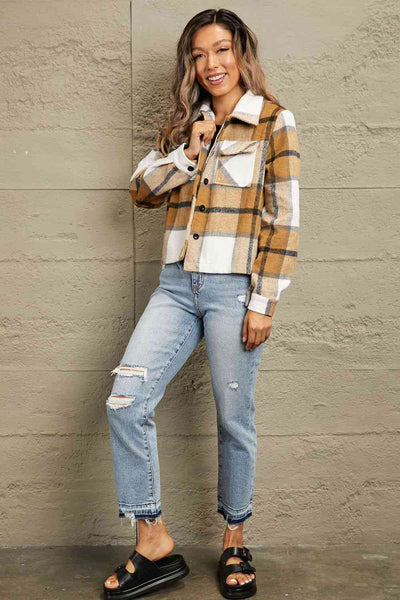 Double Take Plaid Jacket