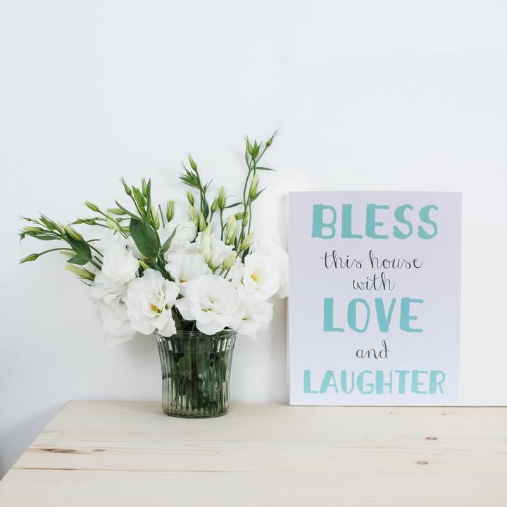 "Bless This House With Love & Laughter" Wooden Box Sign