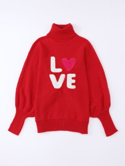 Love Red Turtleneck Sweater
