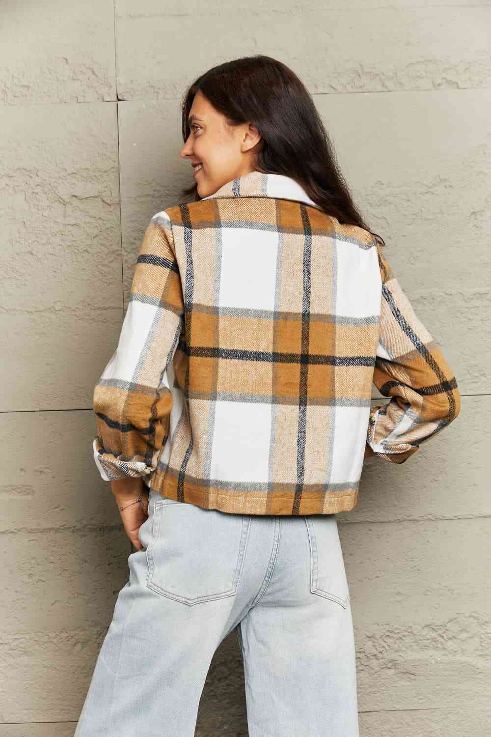 Double Take Plaid Jacket