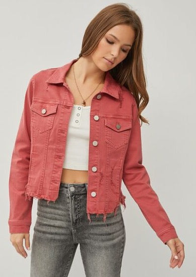 red denim jacker by risen 