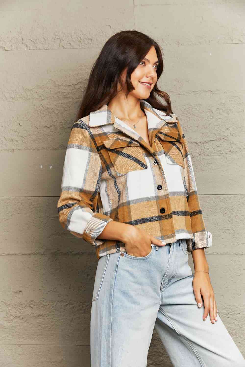 Double Take Plaid Jacket