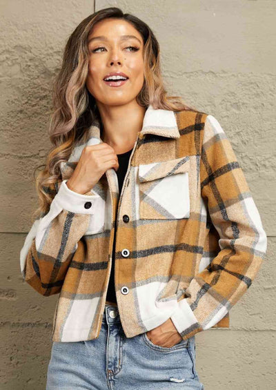 Double Take Plaid Jacket