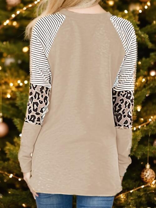 Christmas Tree Graphic Striped Long Sleeve Sweatshirt