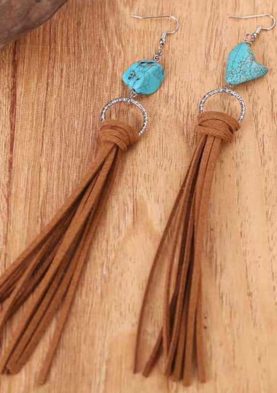 Turquoise Fringe Detail Earrings