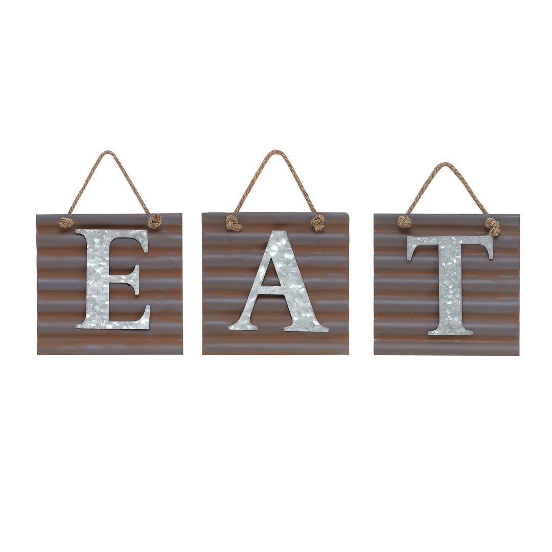 "EAT" Galvanized Metal Letter Wall Hanging