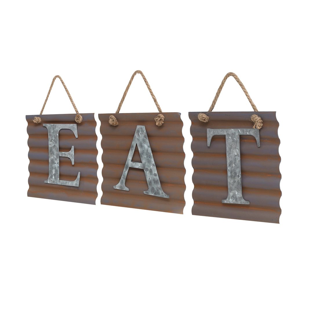 "EAT" Galvanized Metal Letter Wall Hanging