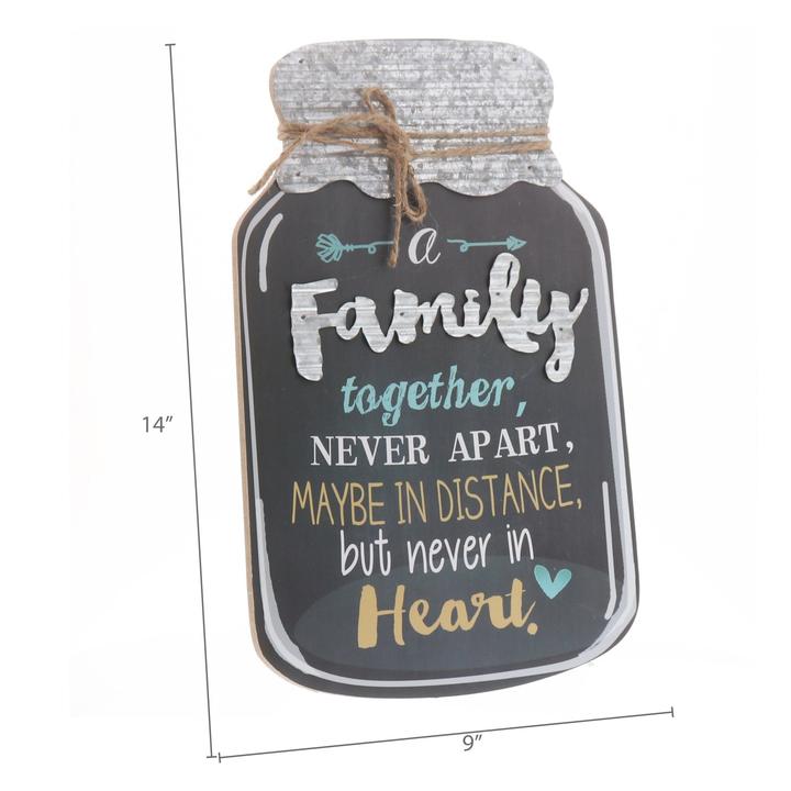 "Family Together, Never Apart" Mason Jar Wall Hanging