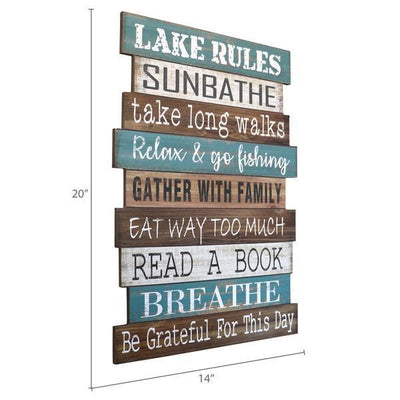 "Lake Rules" Wooden Sign