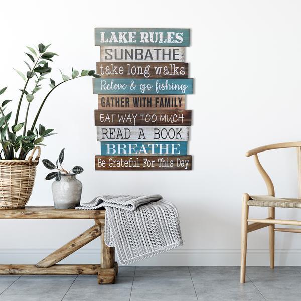 "Lake Rules" Wooden Sign