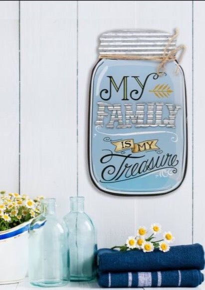 "My Family My Treasure" Mason Jar Sign
