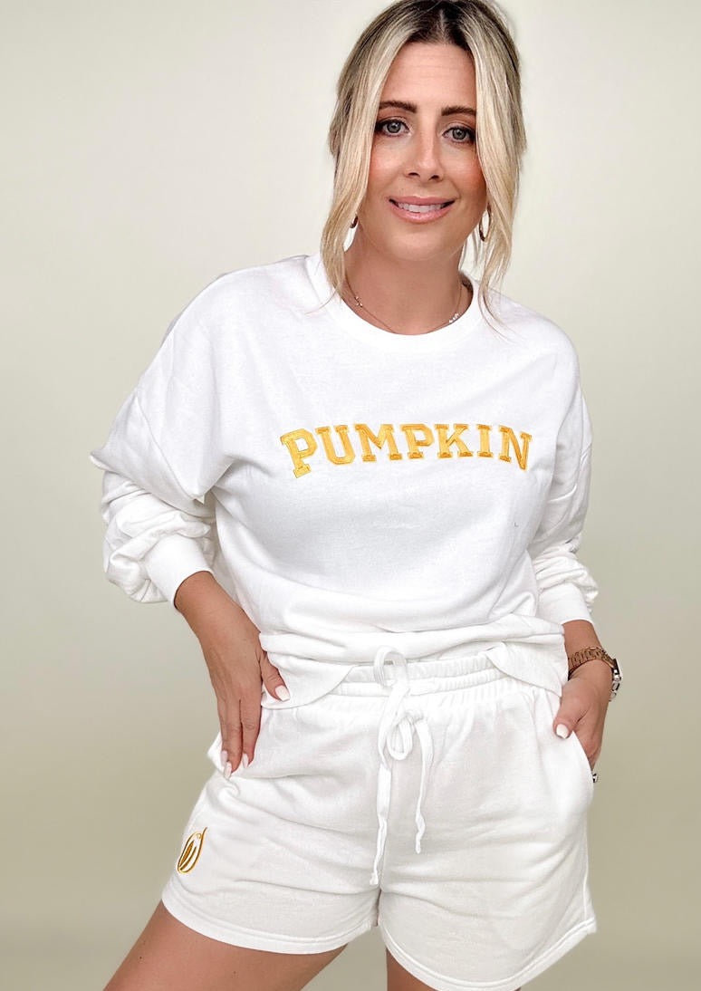 Pumpkin Graphic Sweatshirt And Shorts Set
