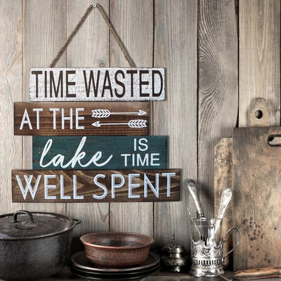 "Time Wasted At The Lake Is Time Well Spent" Wall Hanging
