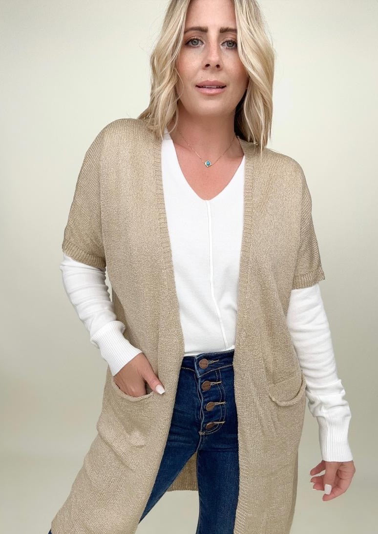 Shorts Sleeve Light Knit Dolman Cardigan